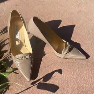 Vintage Jimmy Choo Leather Pumps with Metal Embellishment
